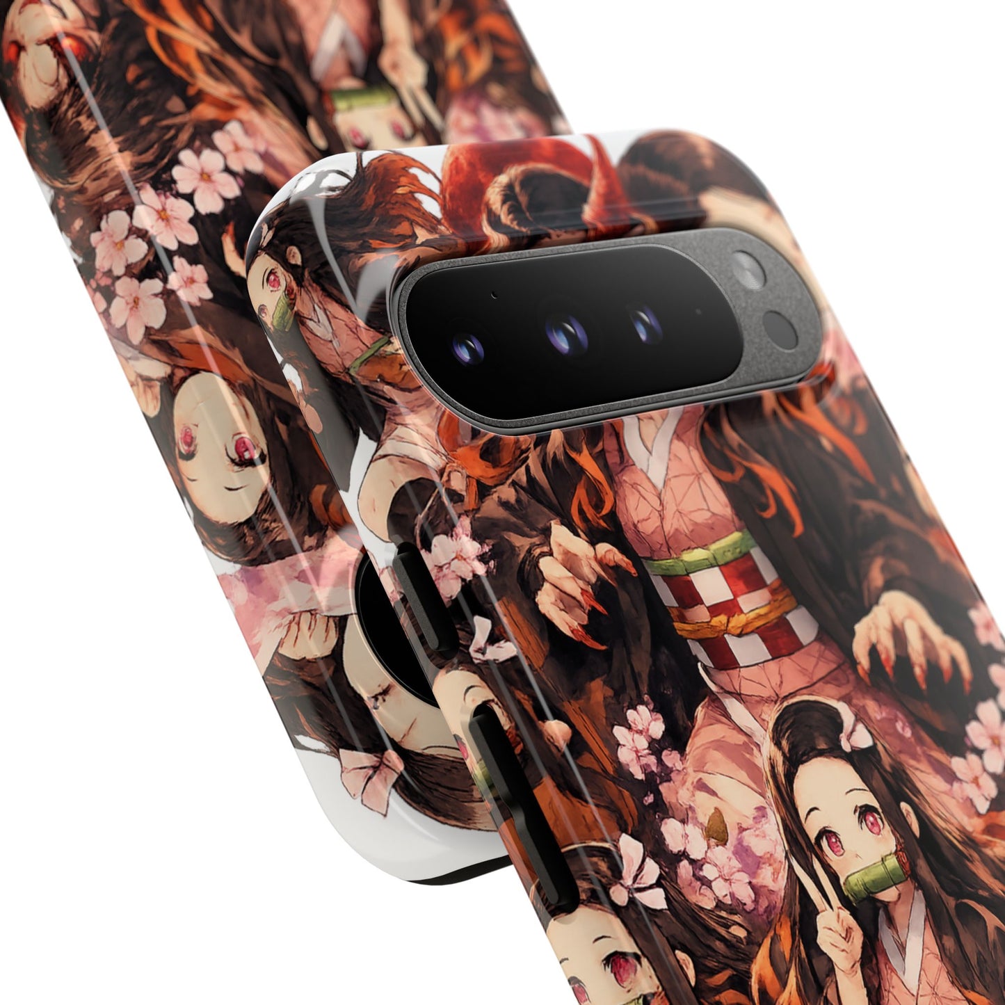 Anime Phone Case — Floral Nezuko Pattern Tough Case