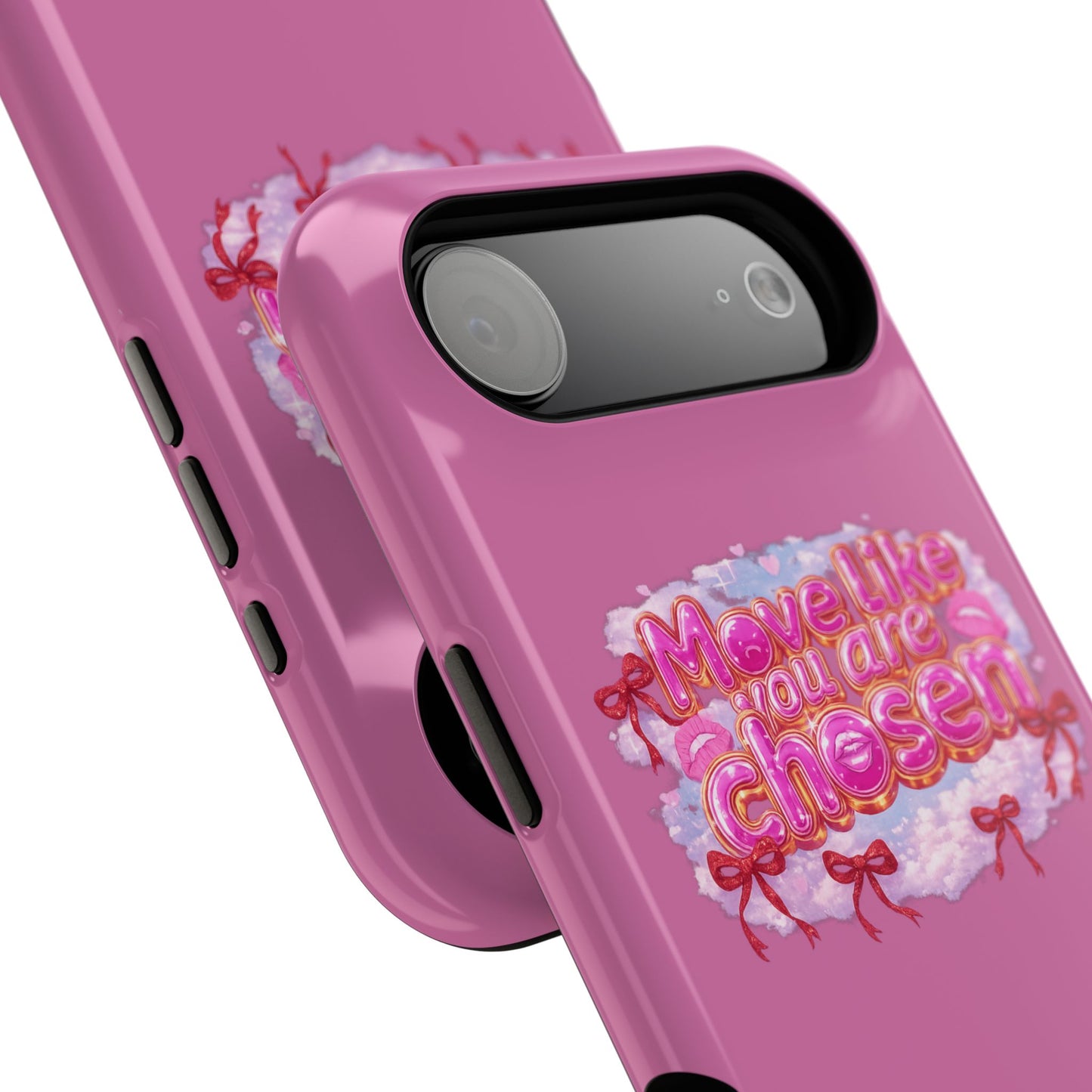 Impact-Resistant Phone Case — “Move Like You Are Chosen” Pink Floral Design