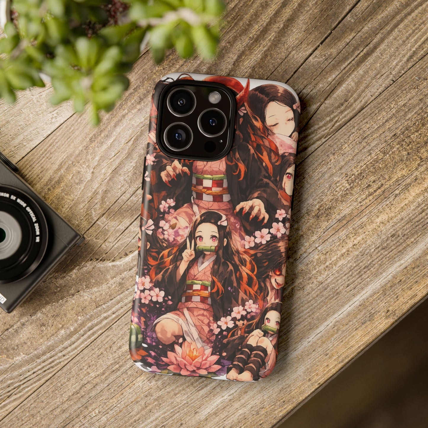 Anime Phone Case — Floral Nezuko Pattern Tough Case