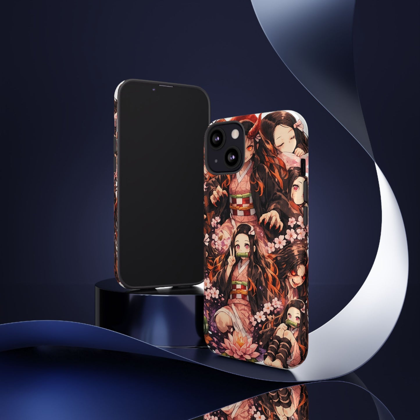 Anime Phone Case — Floral Nezuko Pattern Tough Case