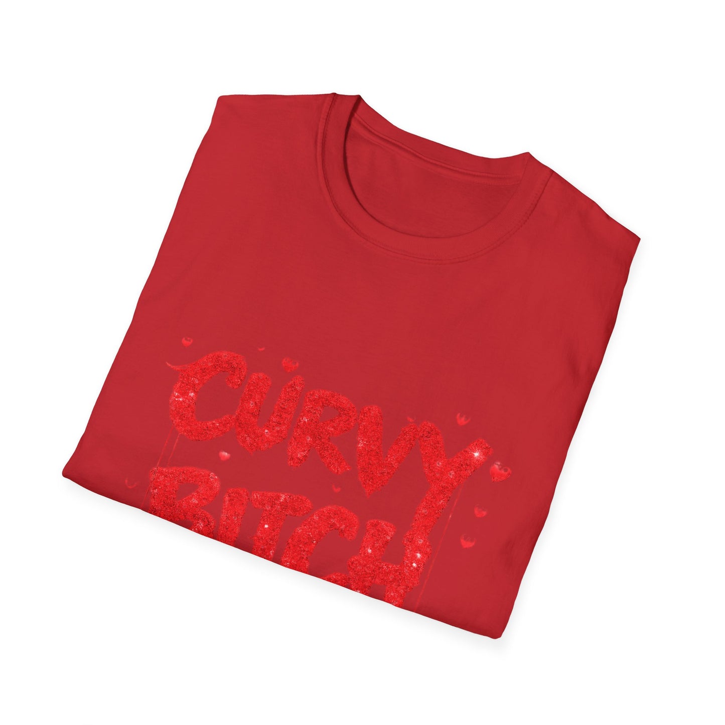 Curvy Bitch Graphic Tee – Bold Red Heart Typography Shirt