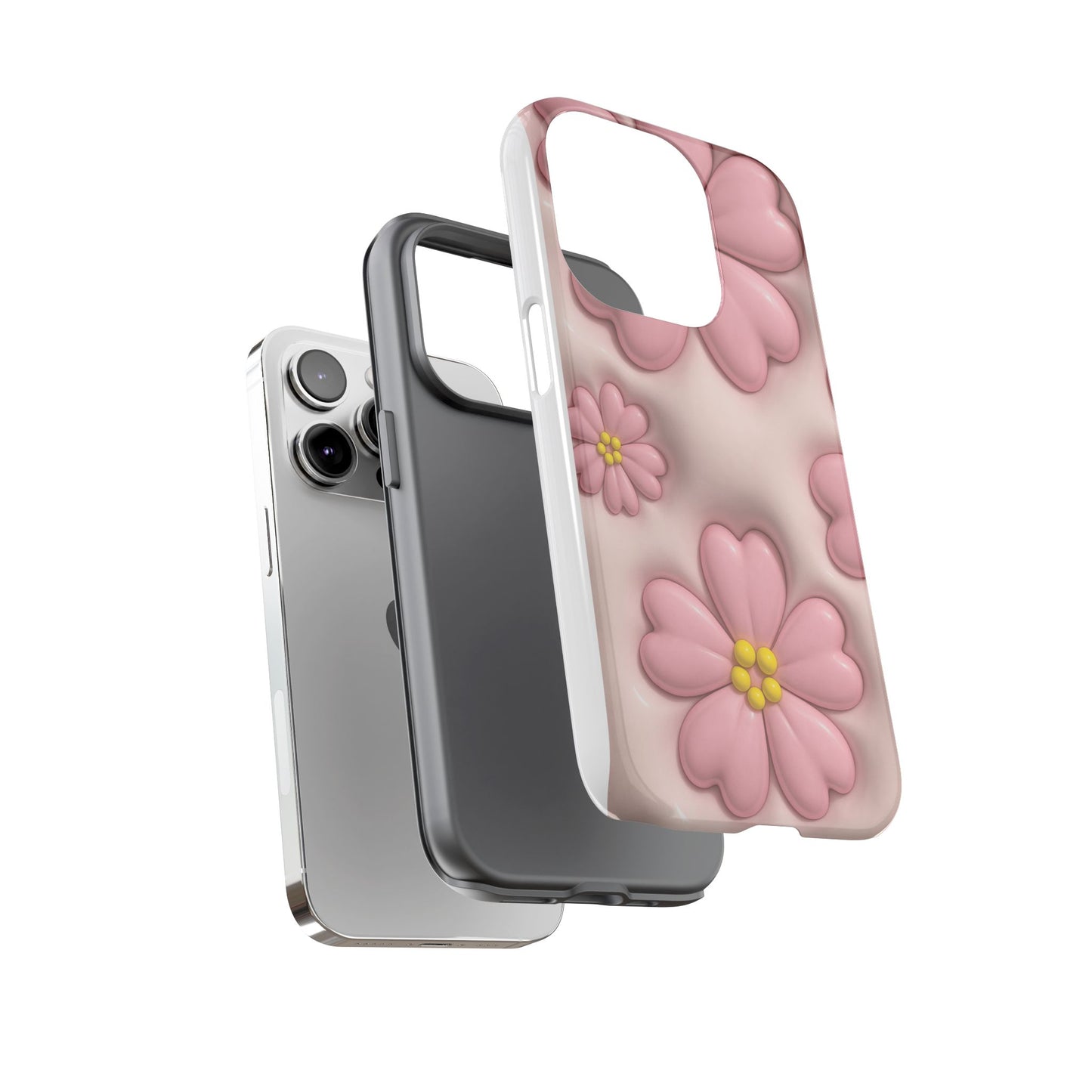 Floral Phone Case, Tough Cases for Women, Cute Flower iPhone Cover, Soft Pink Floral Design, Spring Accessories