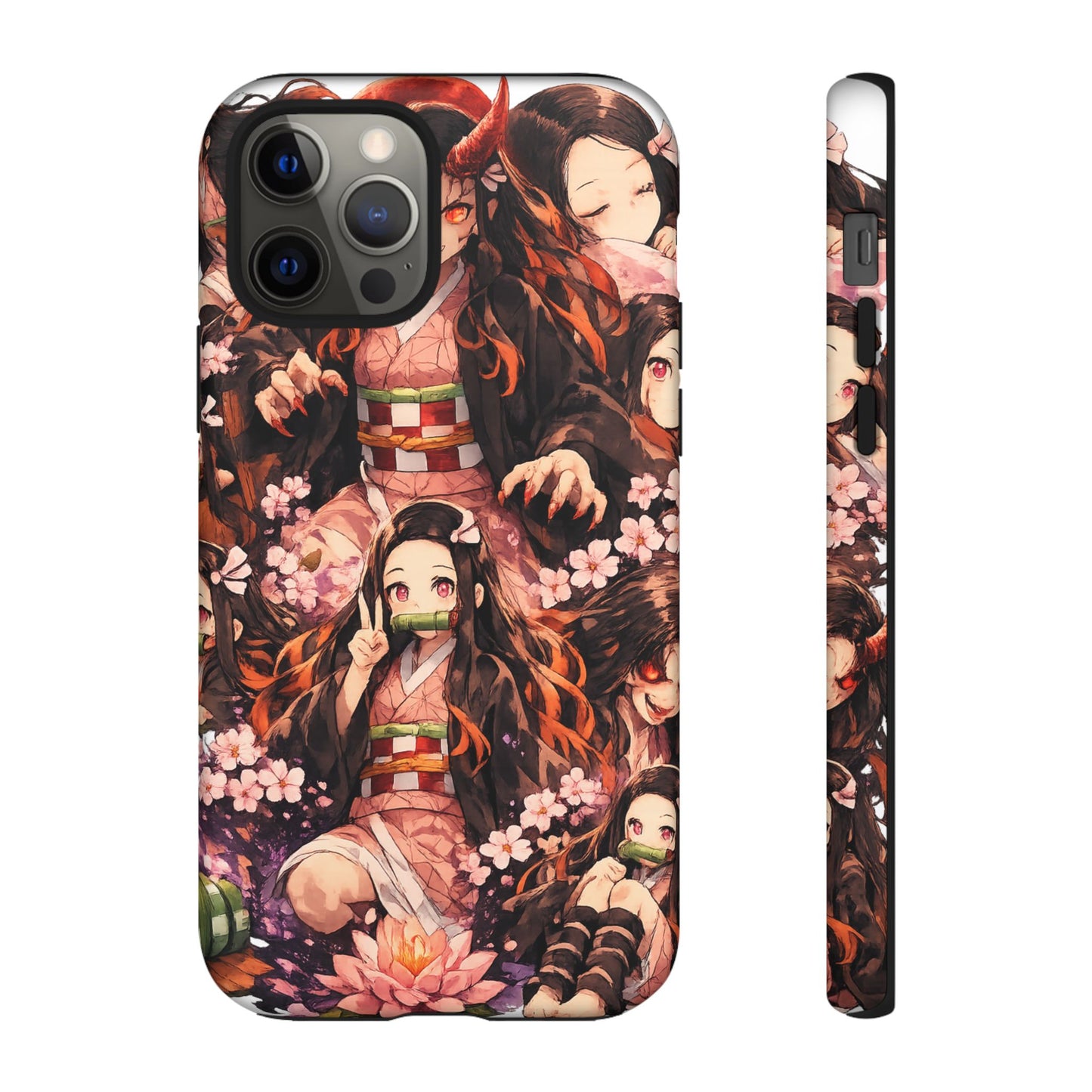 Anime Phone Case — Floral Nezuko Pattern Tough Case