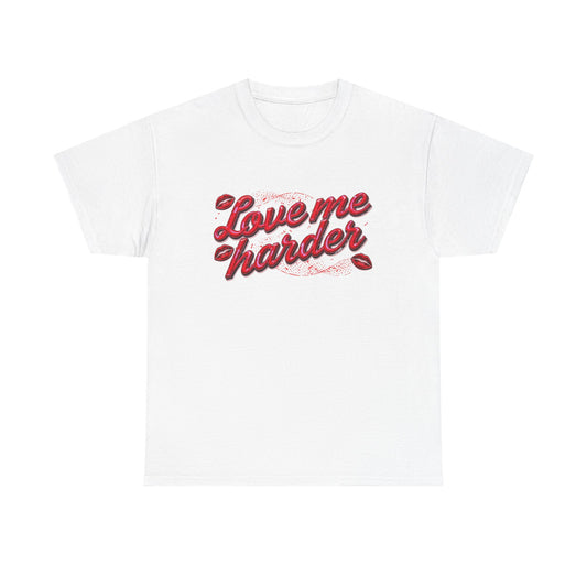 Love Me Harder Tee — Retro Script Lip Graphic T-Shirt