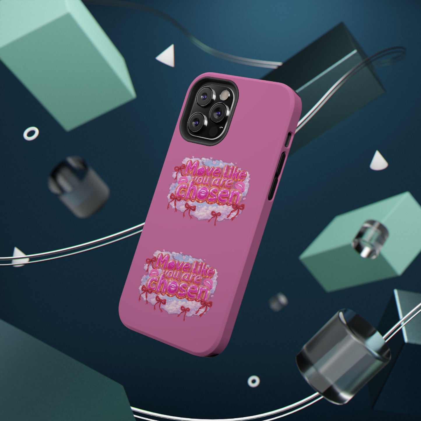 Impact-Resistant Phone Case — “Move Like You Are Chosen” Pink Floral Design