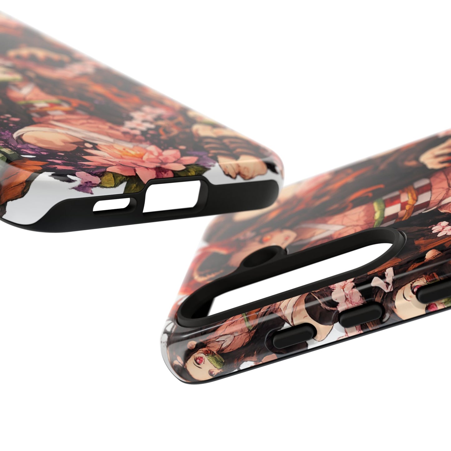 Anime Phone Case — Floral Nezuko Pattern Tough Case