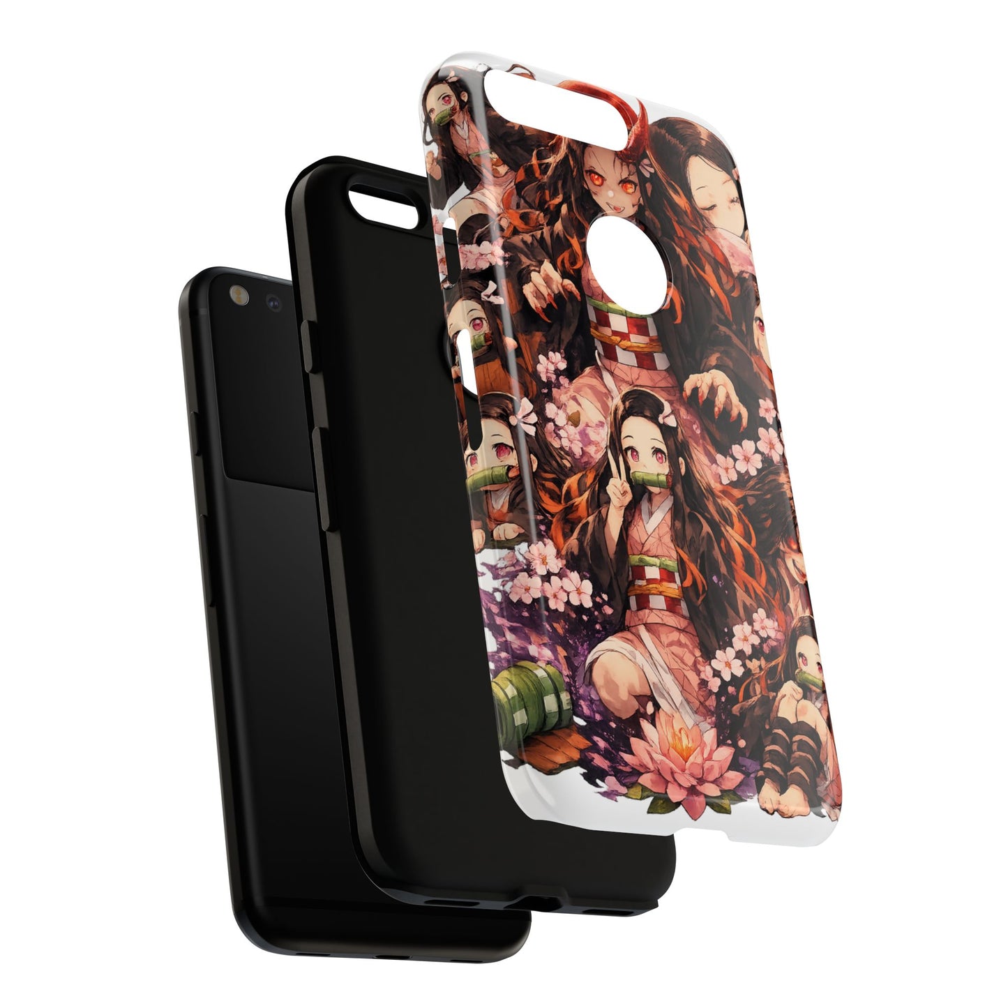 Anime Phone Case — Floral Nezuko Pattern Tough Case