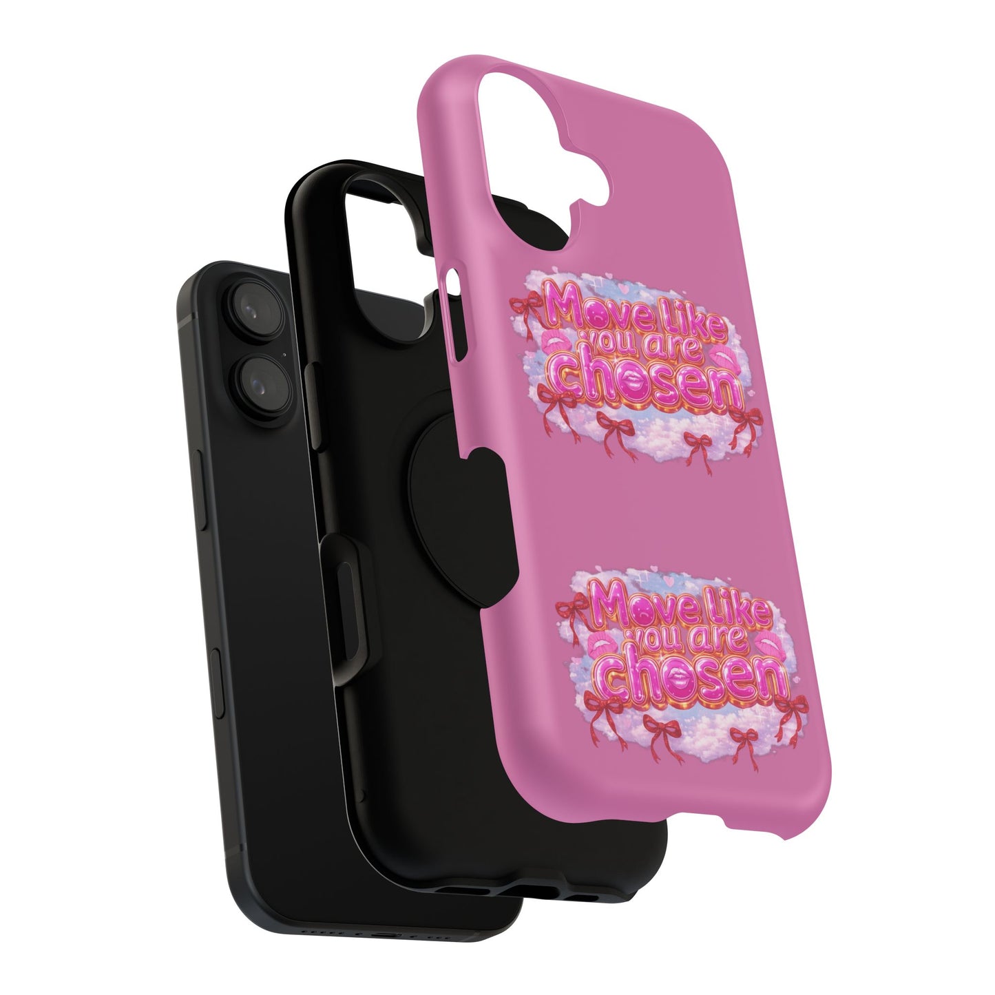 Impact-Resistant Phone Case — “Move Like You Are Chosen” Pink Floral Design