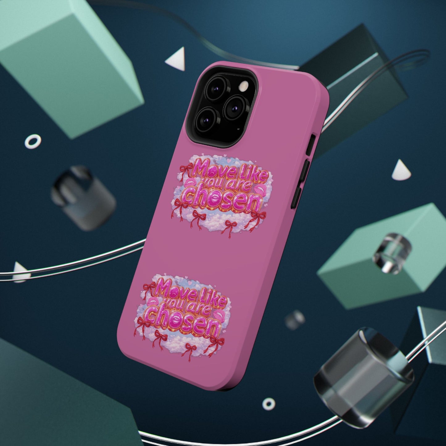 Impact-Resistant Phone Case — “Move Like You Are Chosen” Pink Floral Design