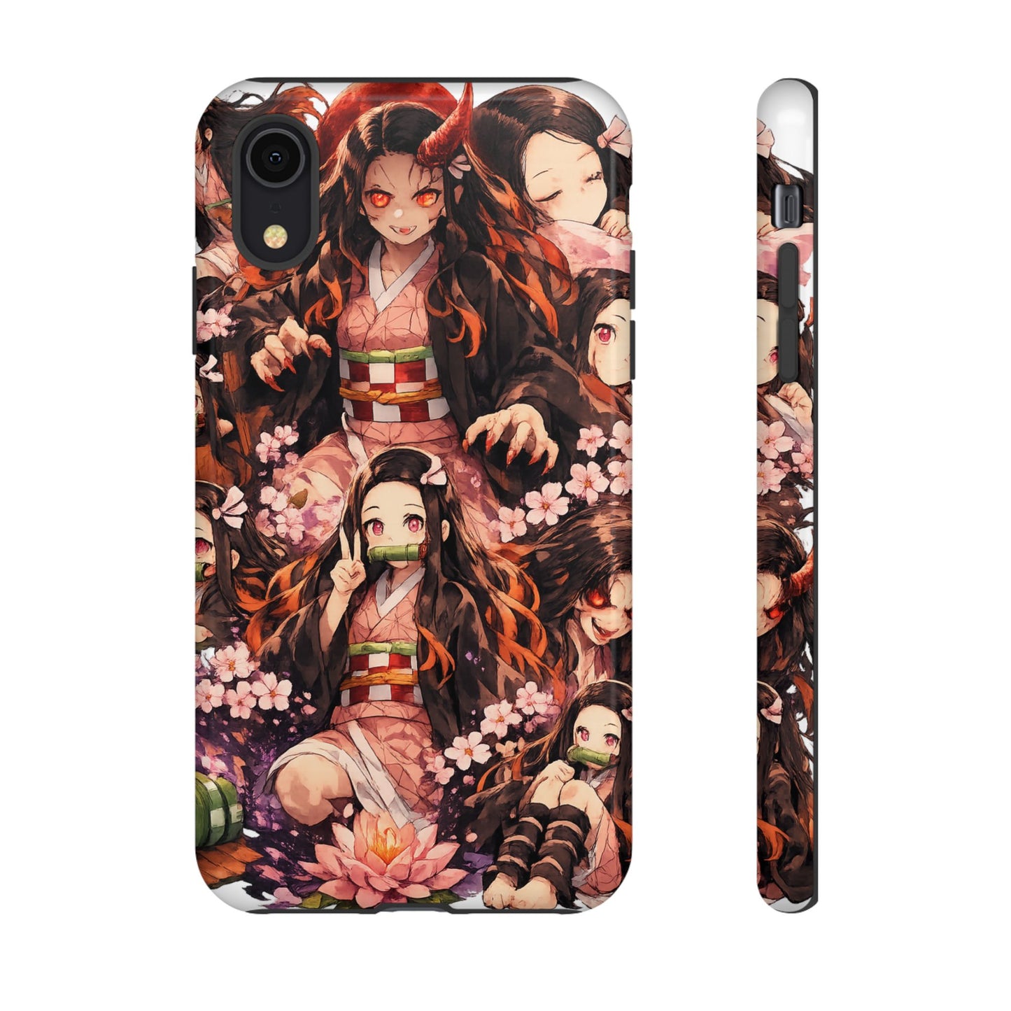 Anime Phone Case — Floral Nezuko Pattern Tough Case