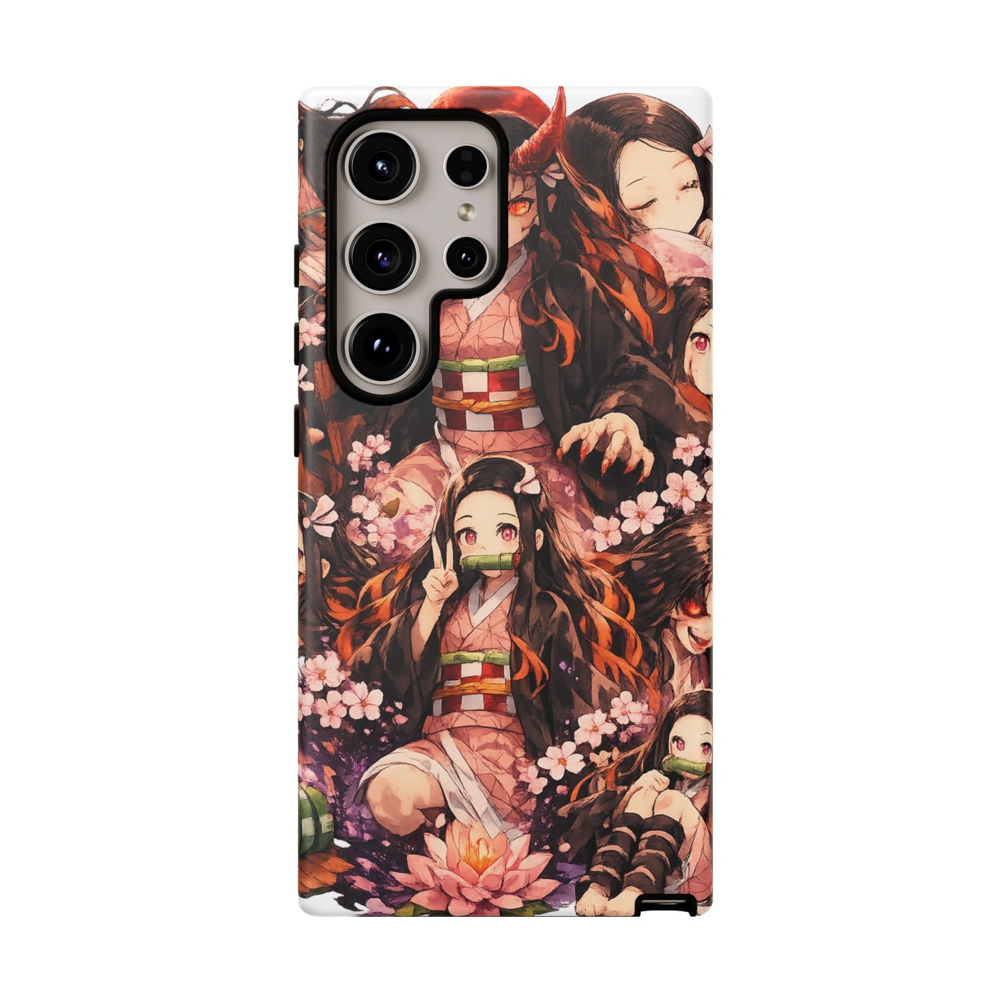 Anime Phone Case — Floral Nezuko Pattern Tough Case