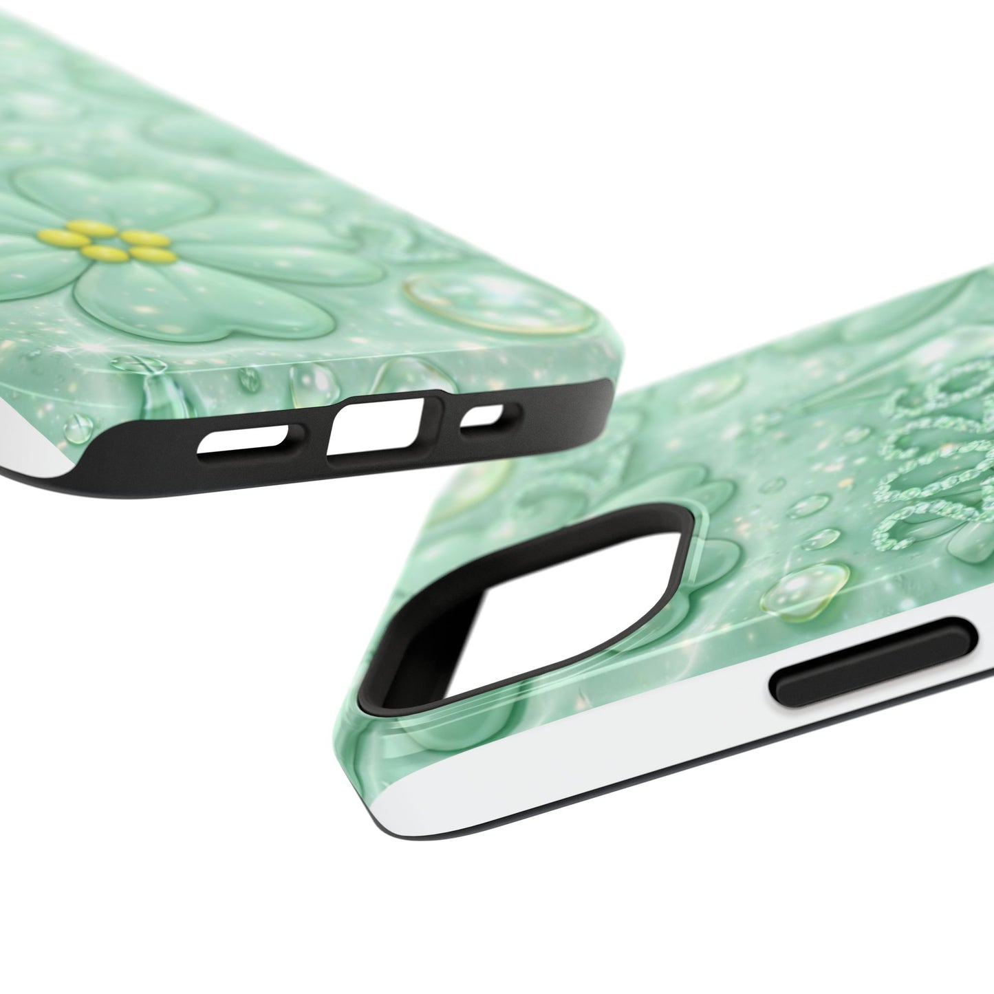 Impact-Resistant Phone Case — Mint 2026 Floral Clover Design