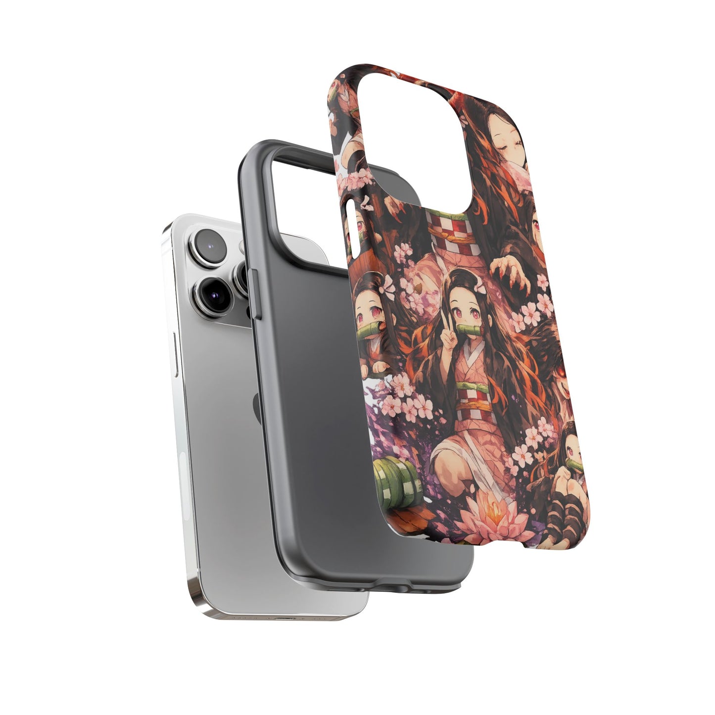 Anime Phone Case — Floral Nezuko Pattern Tough Case