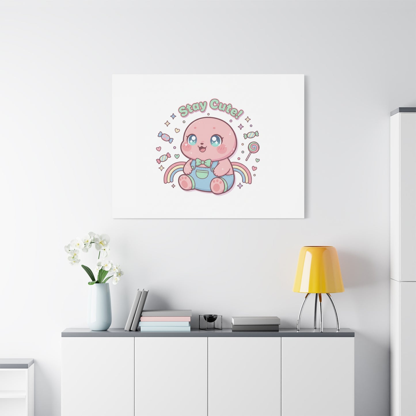 Stay Cute Kawaii Octopus Canvas | Cutecore Pastel, Candy kawaii art