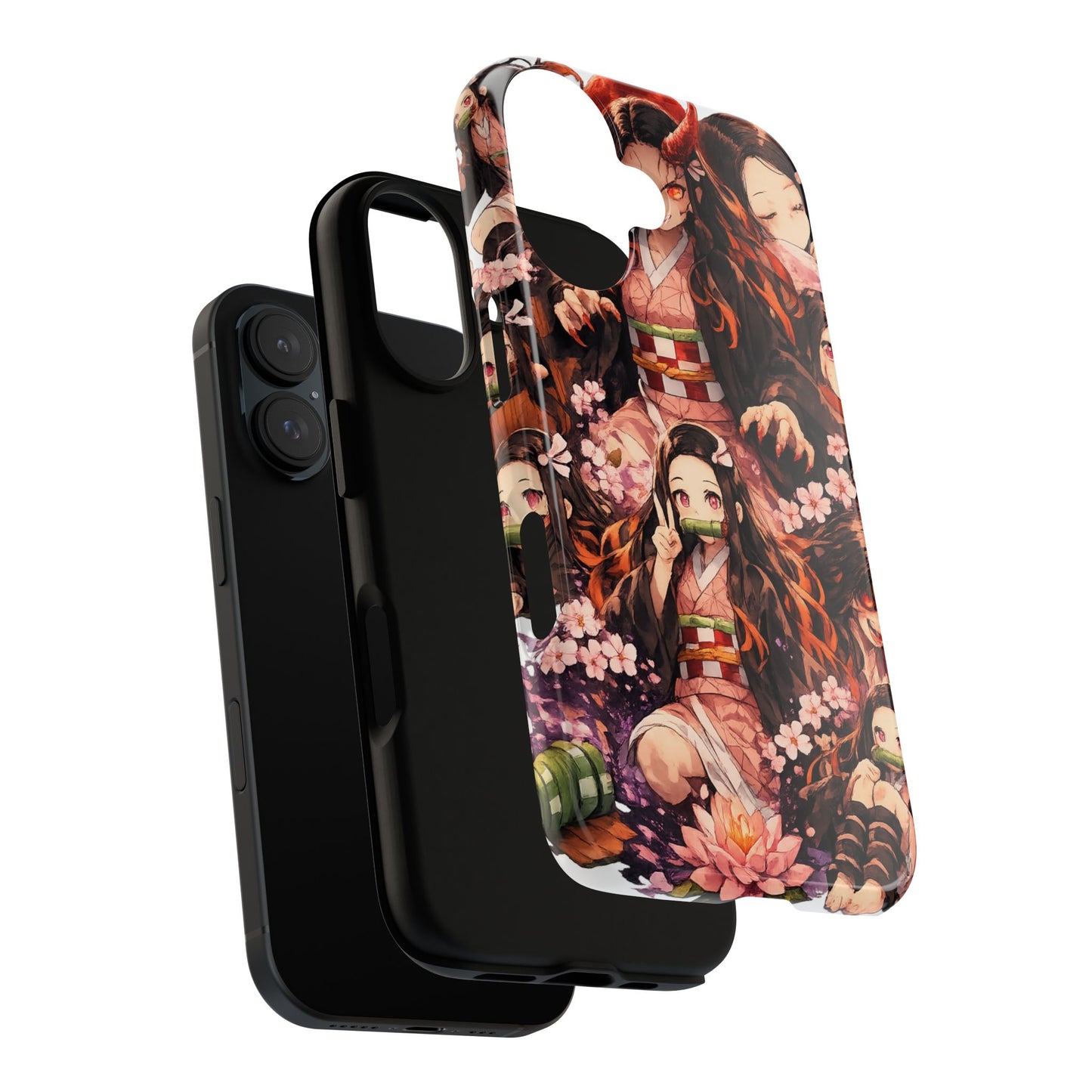 Anime Phone Case — Floral Nezuko Pattern Tough Case