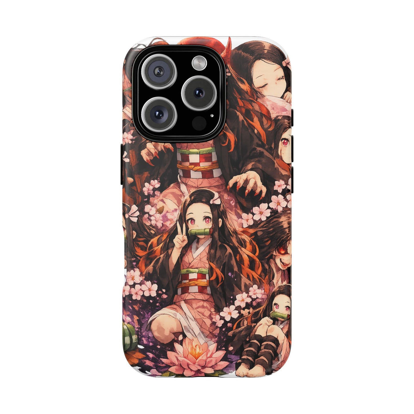 Anime Phone Case — Floral Nezuko Pattern Tough Case