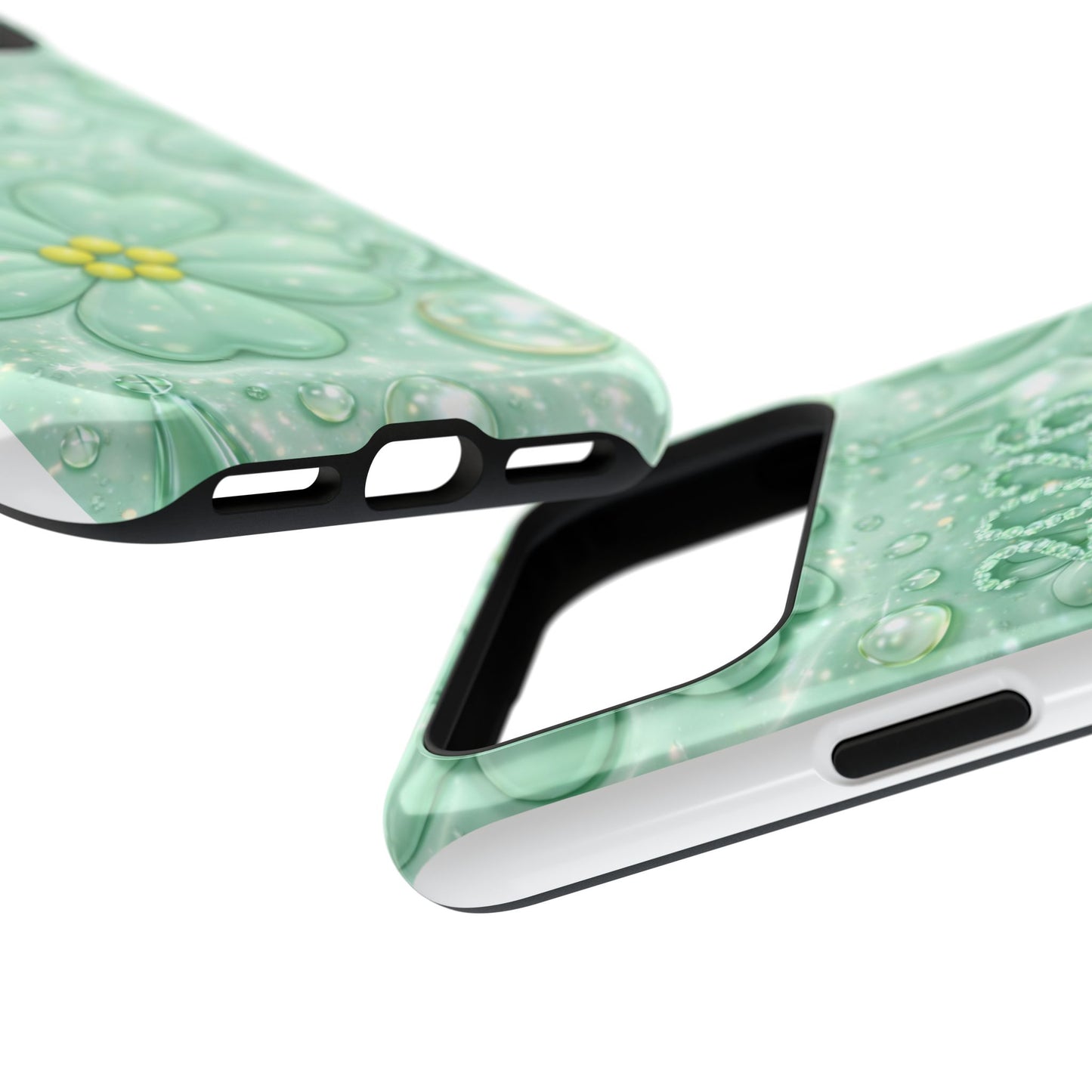 Impact-Resistant Phone Case — Mint 2026 Floral Clover Design