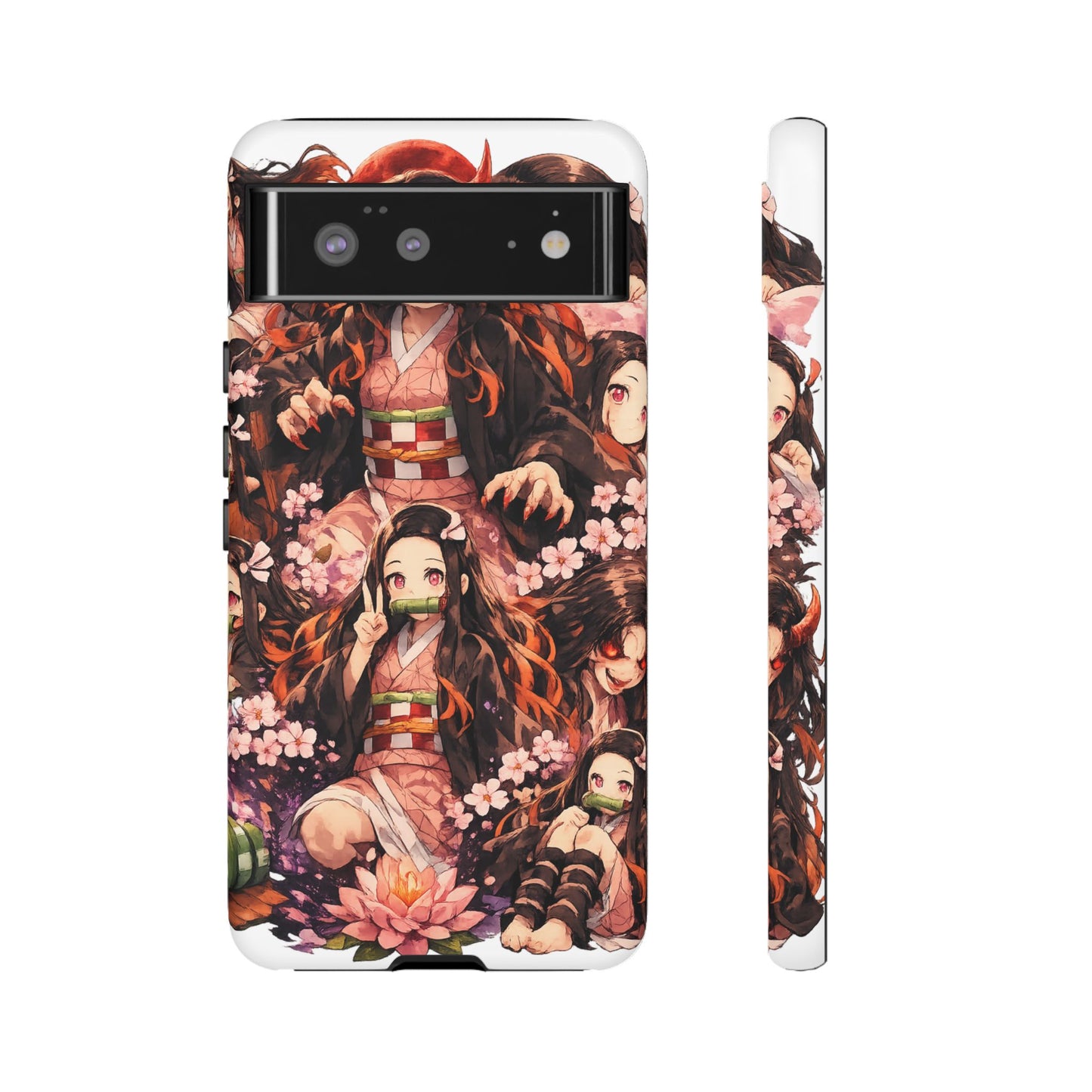 Anime Phone Case — Floral Nezuko Pattern Tough Case