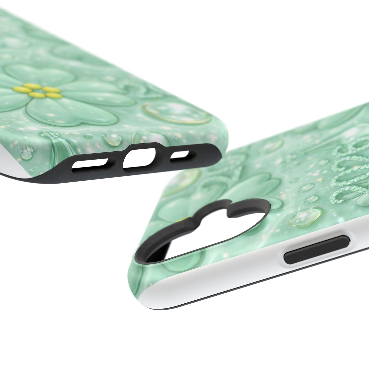 Impact-Resistant Phone Case — Mint 2026 Floral Clover Design