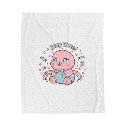 Stay Cute Kawaii Plush Blanket | Pastel Candycore, Y2K Cute Aesthetic