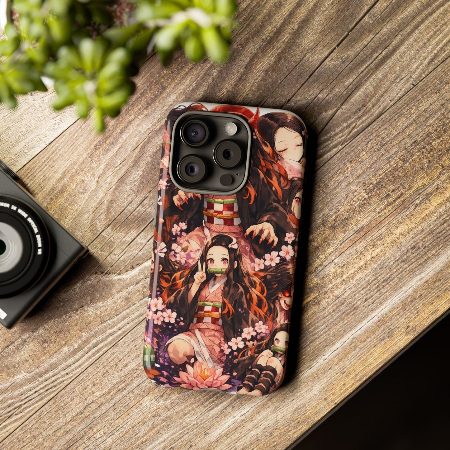Anime Phone Case — Floral Nezuko Pattern Tough Case
