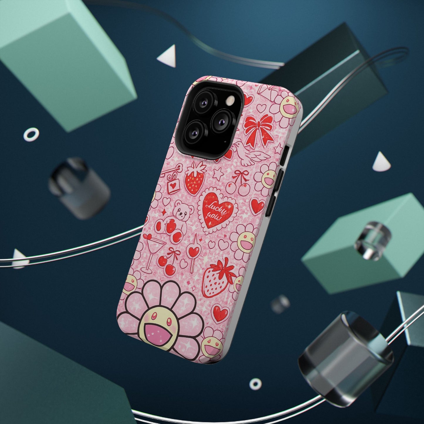 Cute Pink Kawaii Floral Phone Case — Impact-Resistant
