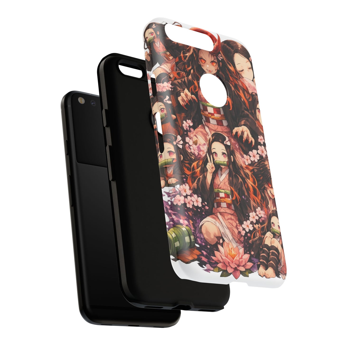 Anime Phone Case — Floral Nezuko Pattern Tough Case