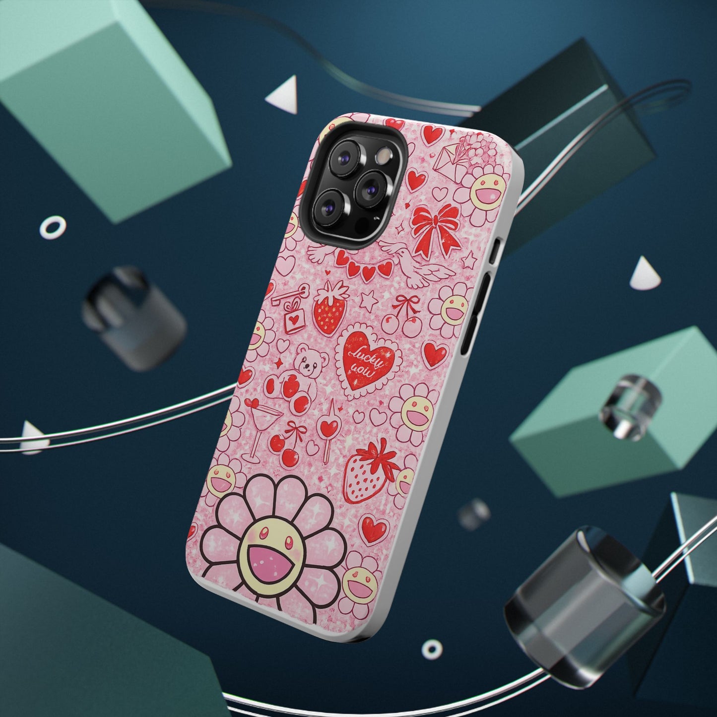 Cute Pink Kawaii Floral Phone Case — Impact-Resistant