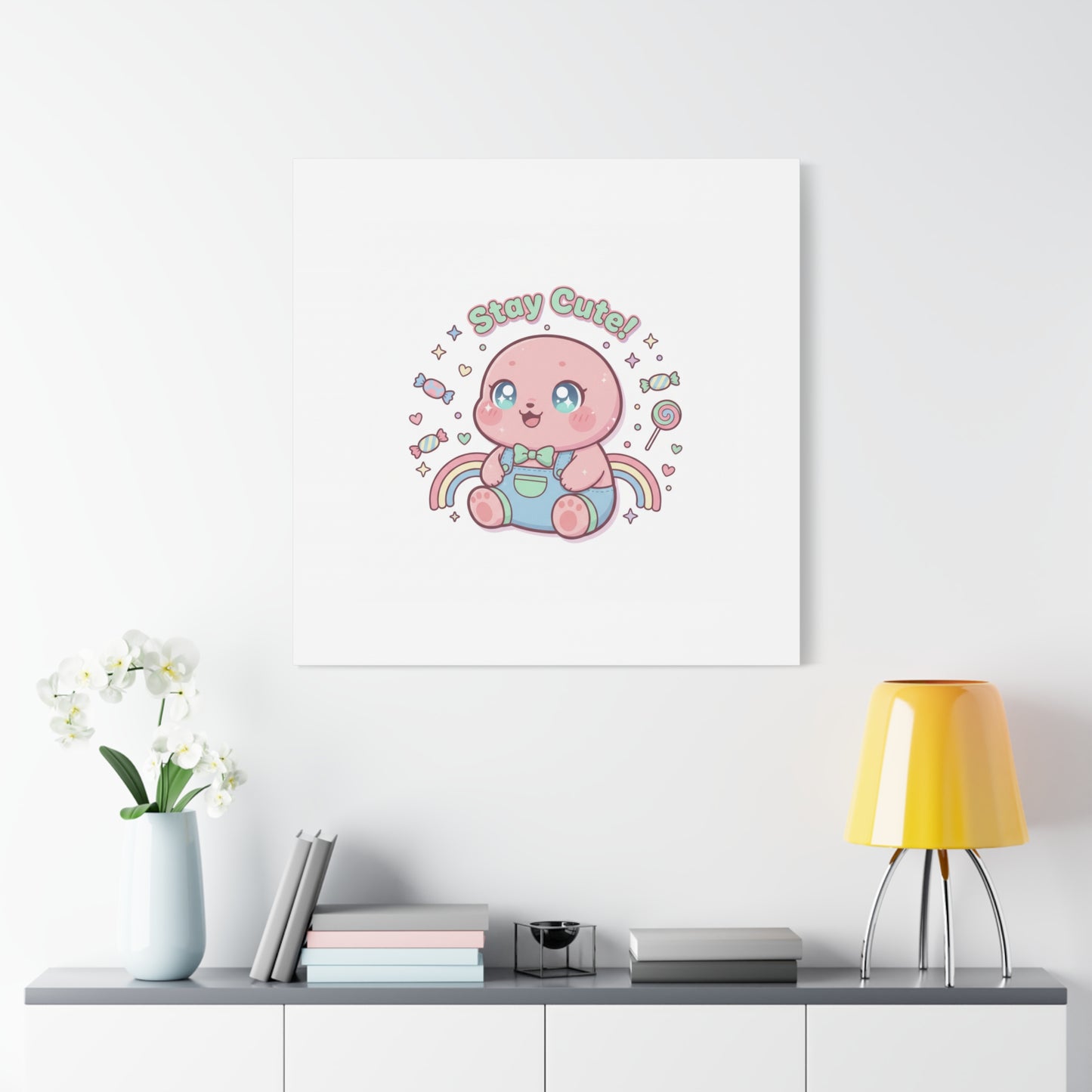 Stay Cute Kawaii Octopus Canvas | Cutecore Pastel, Candy kawaii art