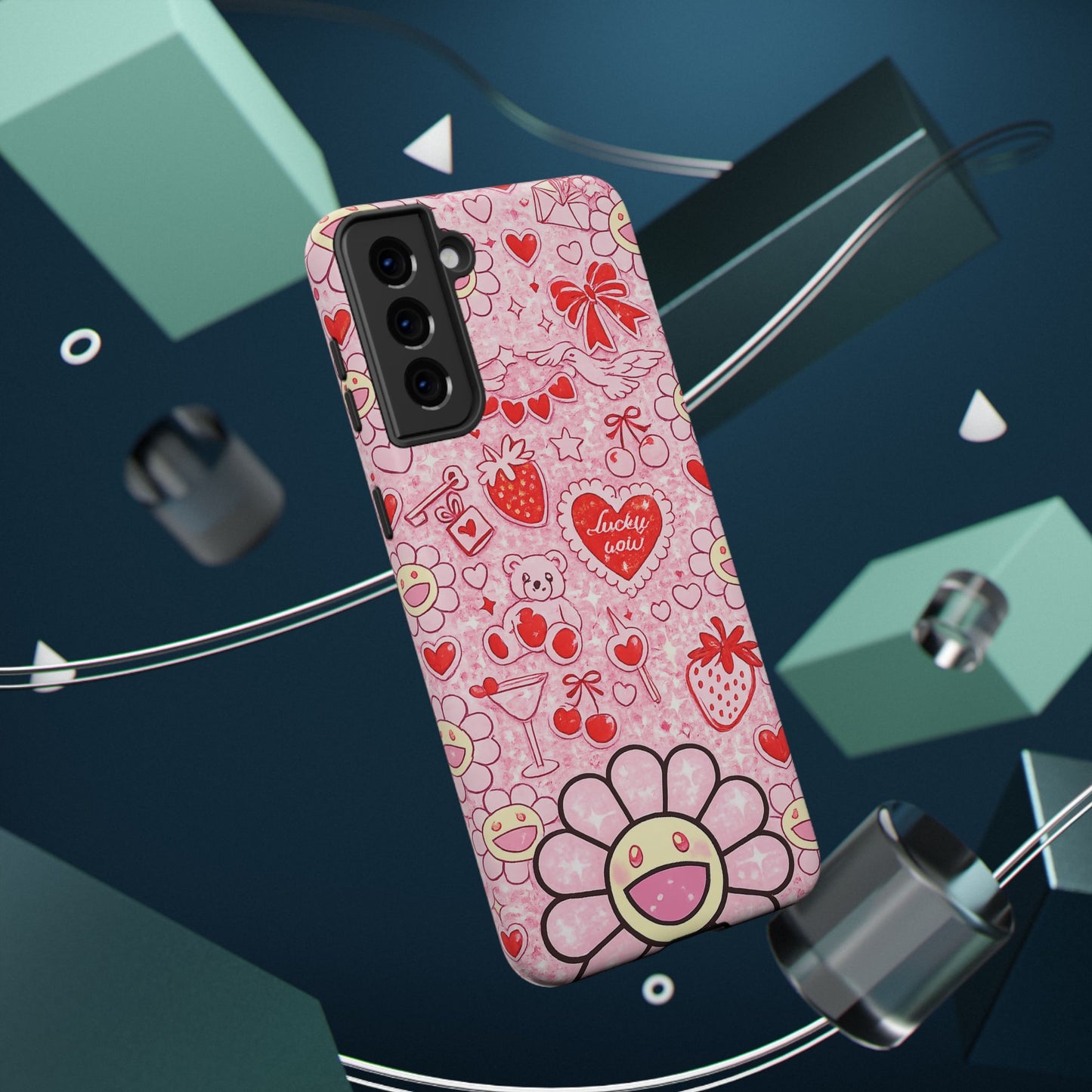 Cute Pink Kawaii Floral Phone Case — Impact-Resistant