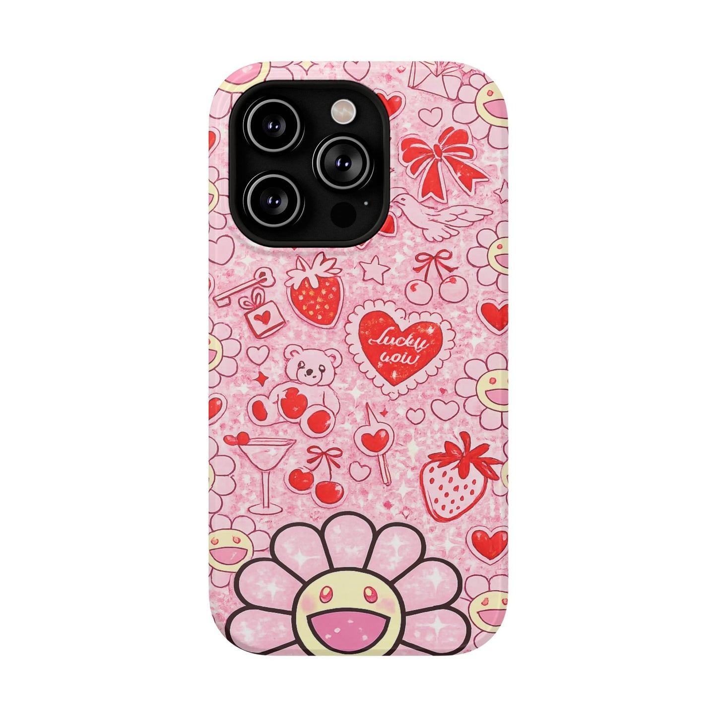 Cute Pink Kawaii Floral Phone Case — Impact-Resistant