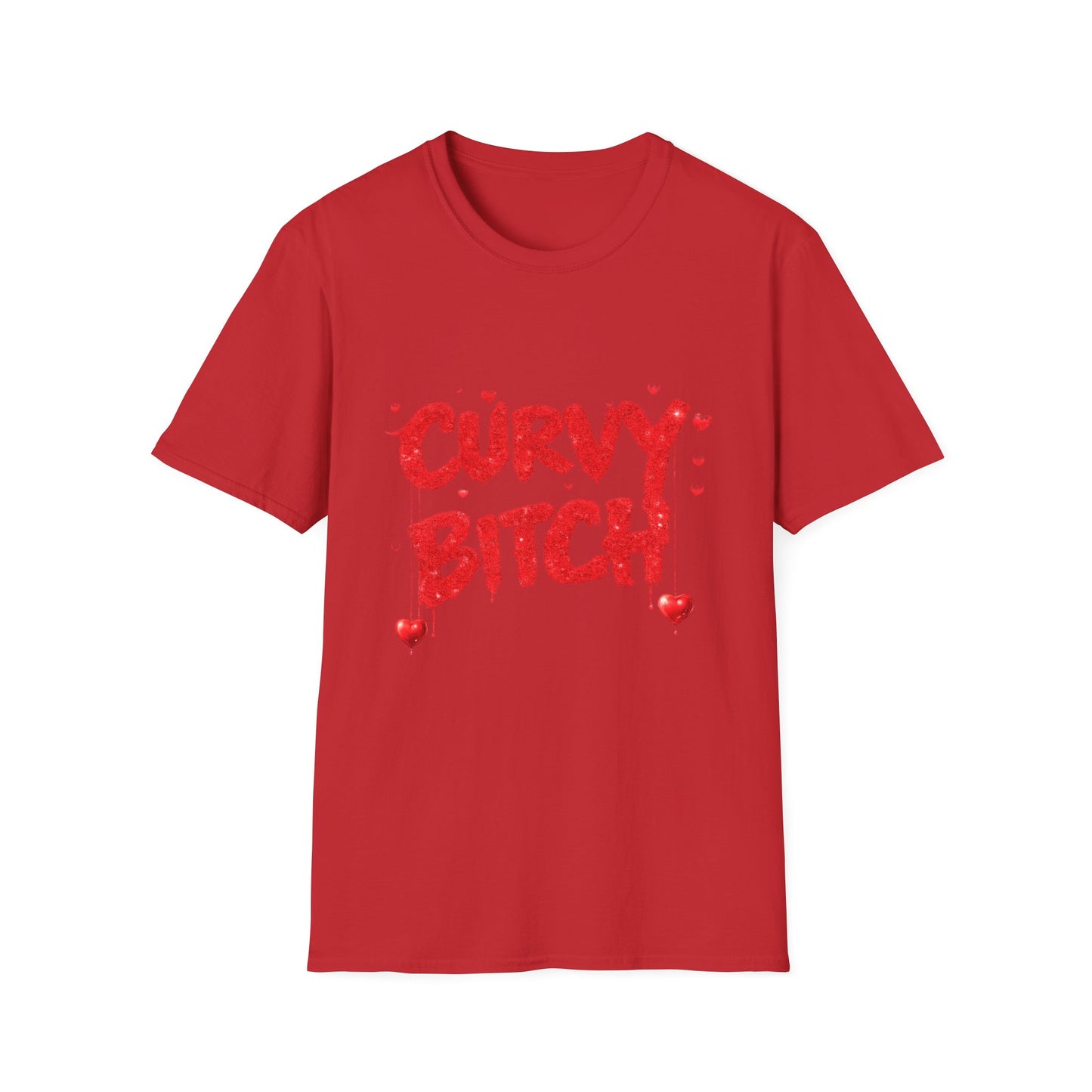 Curvy Bitch Graphic Tee – Bold Red Heart Typography Shirt