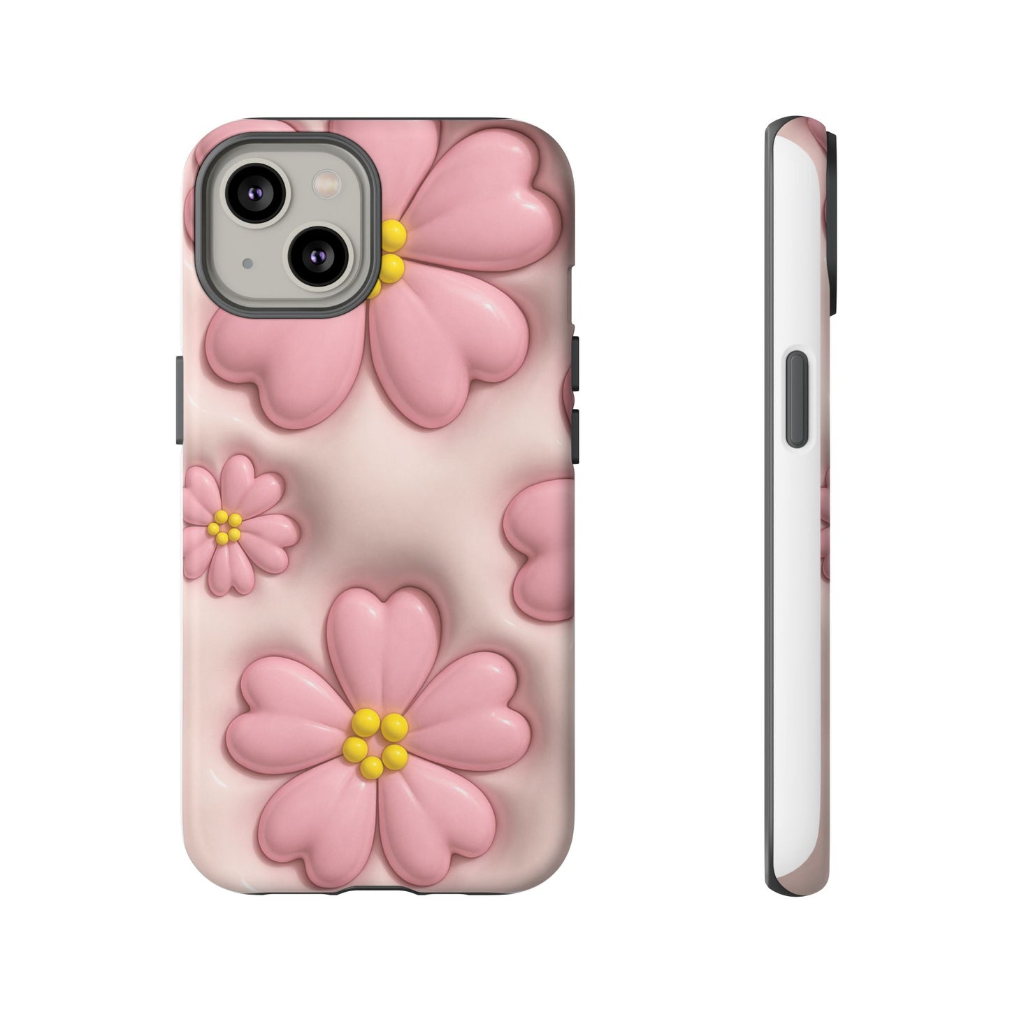 Floral Phone Case, Tough Cases for Women, Cute Flower iPhone Cover, Soft Pink Floral Design, Spring Accessories