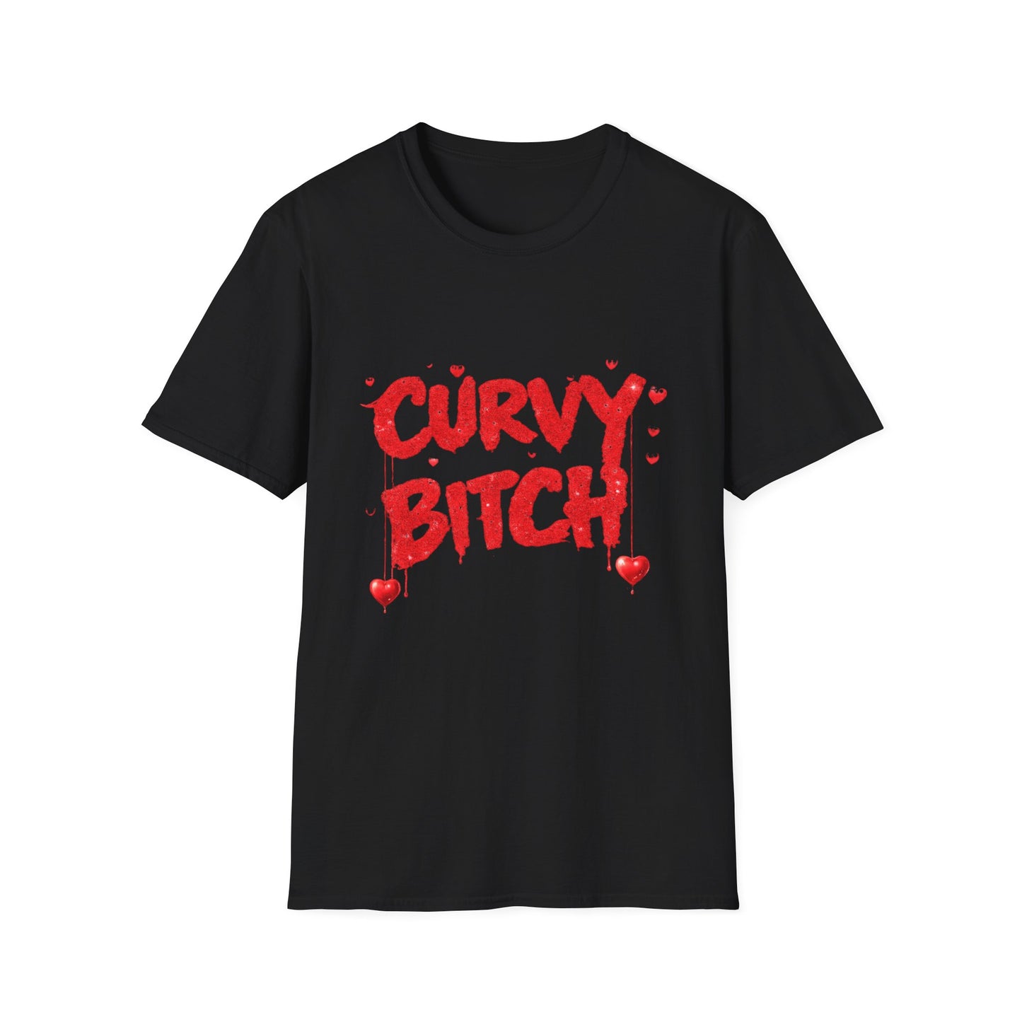 Curvy Bitch Graphic Tee – Bold Red Heart Typography Shirt