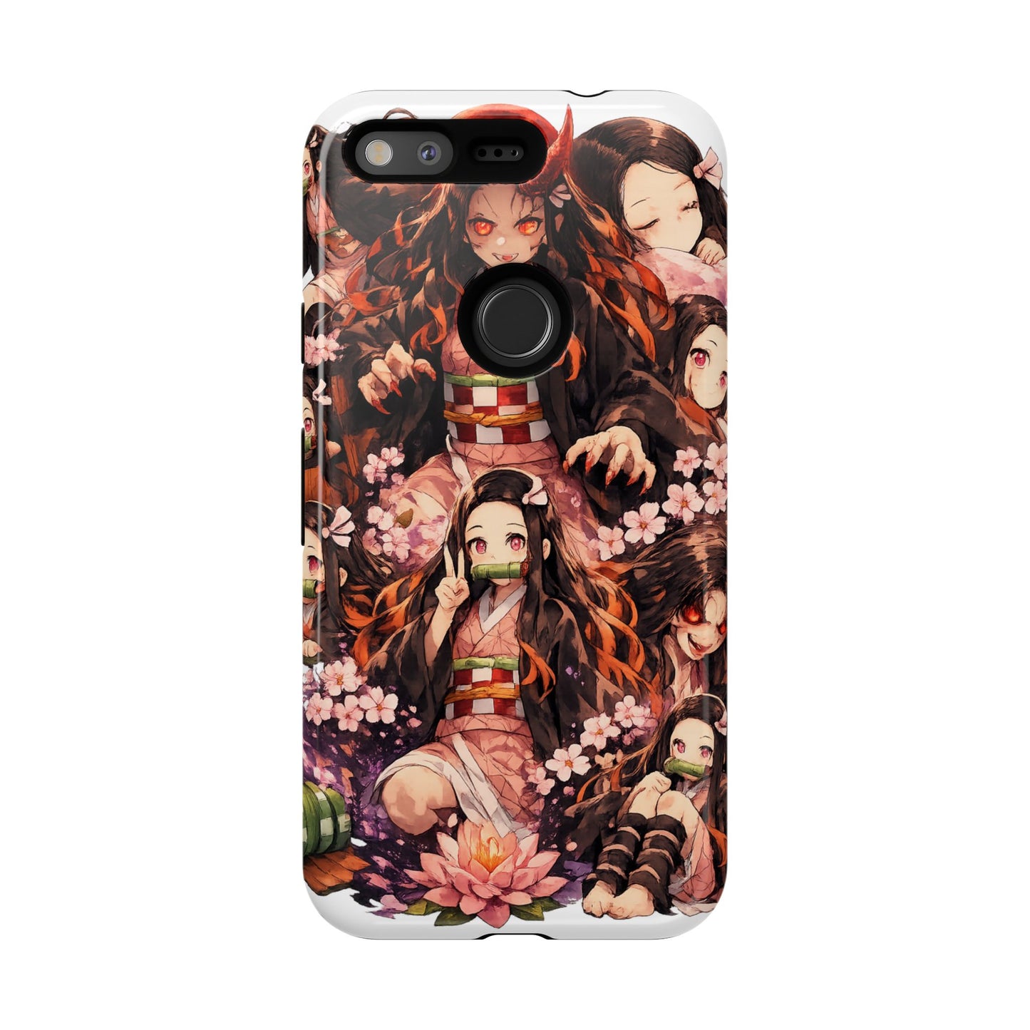 Anime Phone Case — Floral Nezuko Pattern Tough Case
