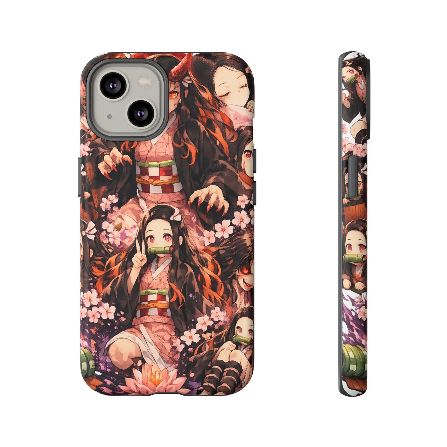 Anime Phone Case — Floral Nezuko Pattern Tough Case