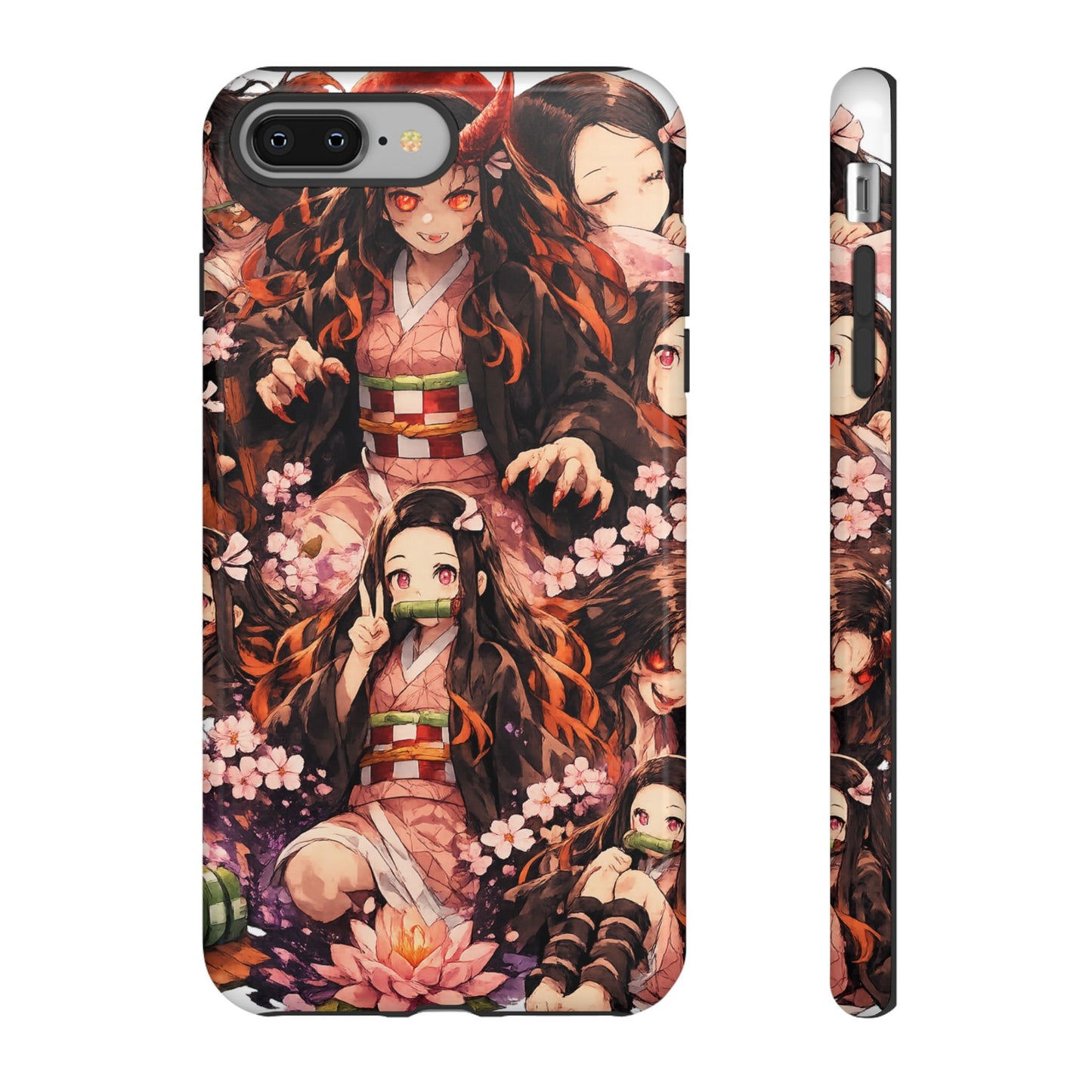 Anime Phone Case — Floral Nezuko Pattern Tough Case