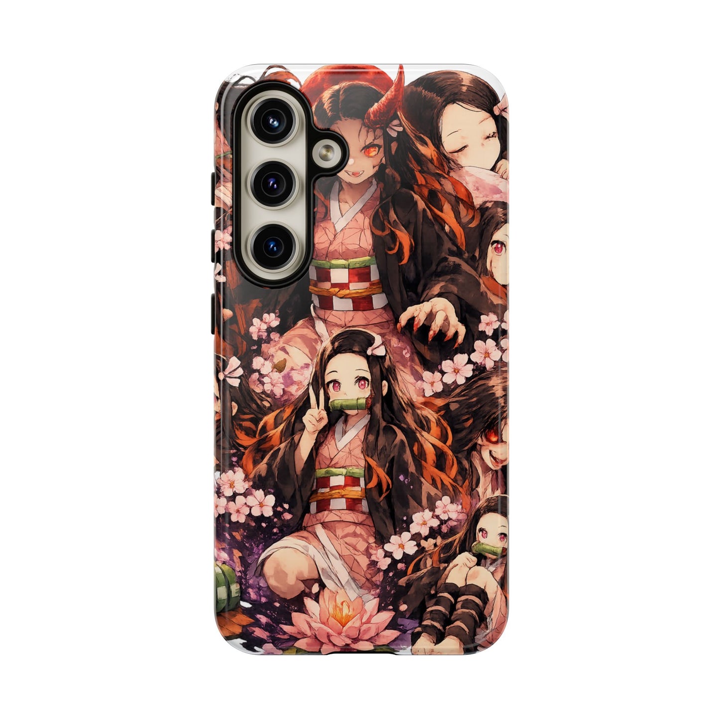 Anime Phone Case — Floral Nezuko Pattern Tough Case