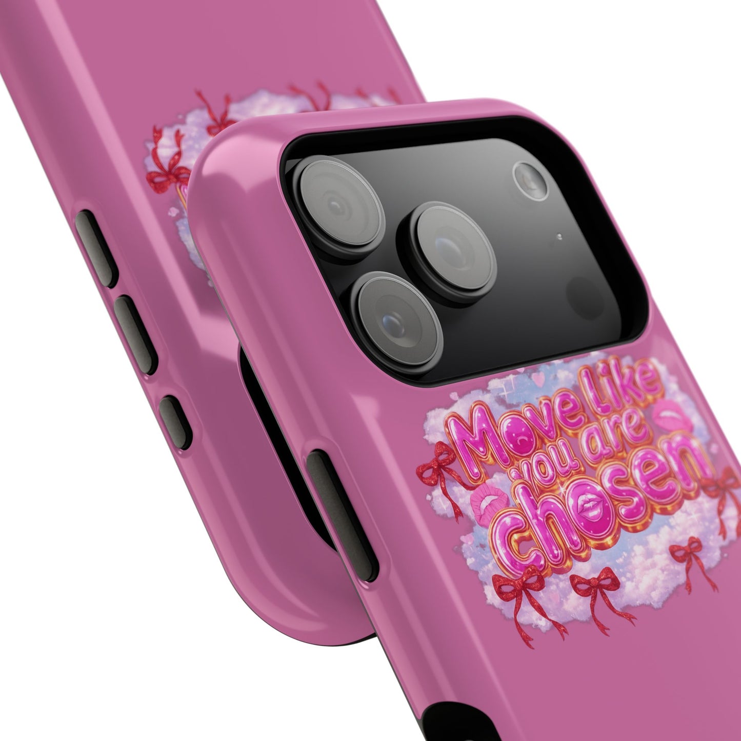 Impact-Resistant Phone Case — “Move Like You Are Chosen” Pink Floral Design