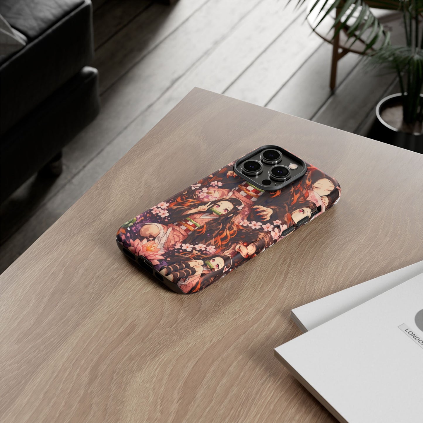 Anime Phone Case — Floral Nezuko Pattern Tough Case