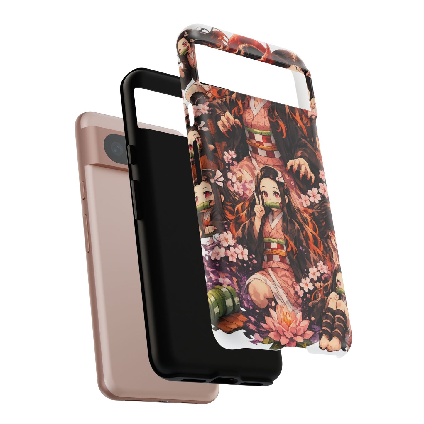 Anime Phone Case — Floral Nezuko Pattern Tough Case