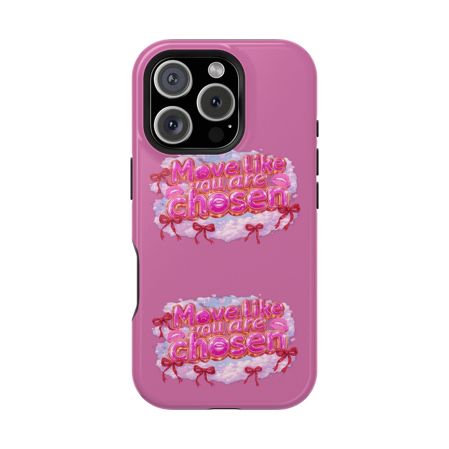 Impact-Resistant Phone Case — “Move Like You Are Chosen” Pink Floral Design