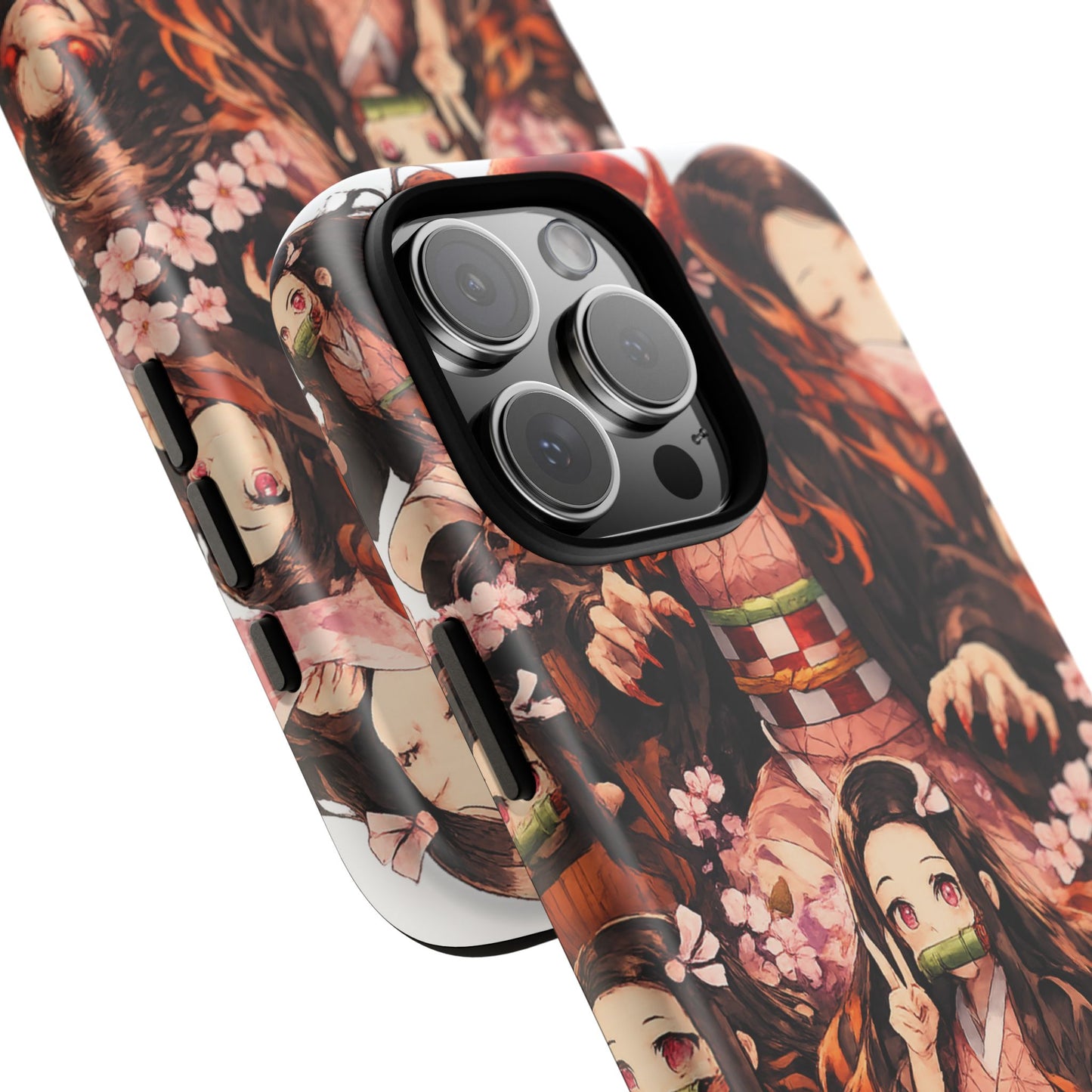 Anime Phone Case — Floral Nezuko Pattern Tough Case