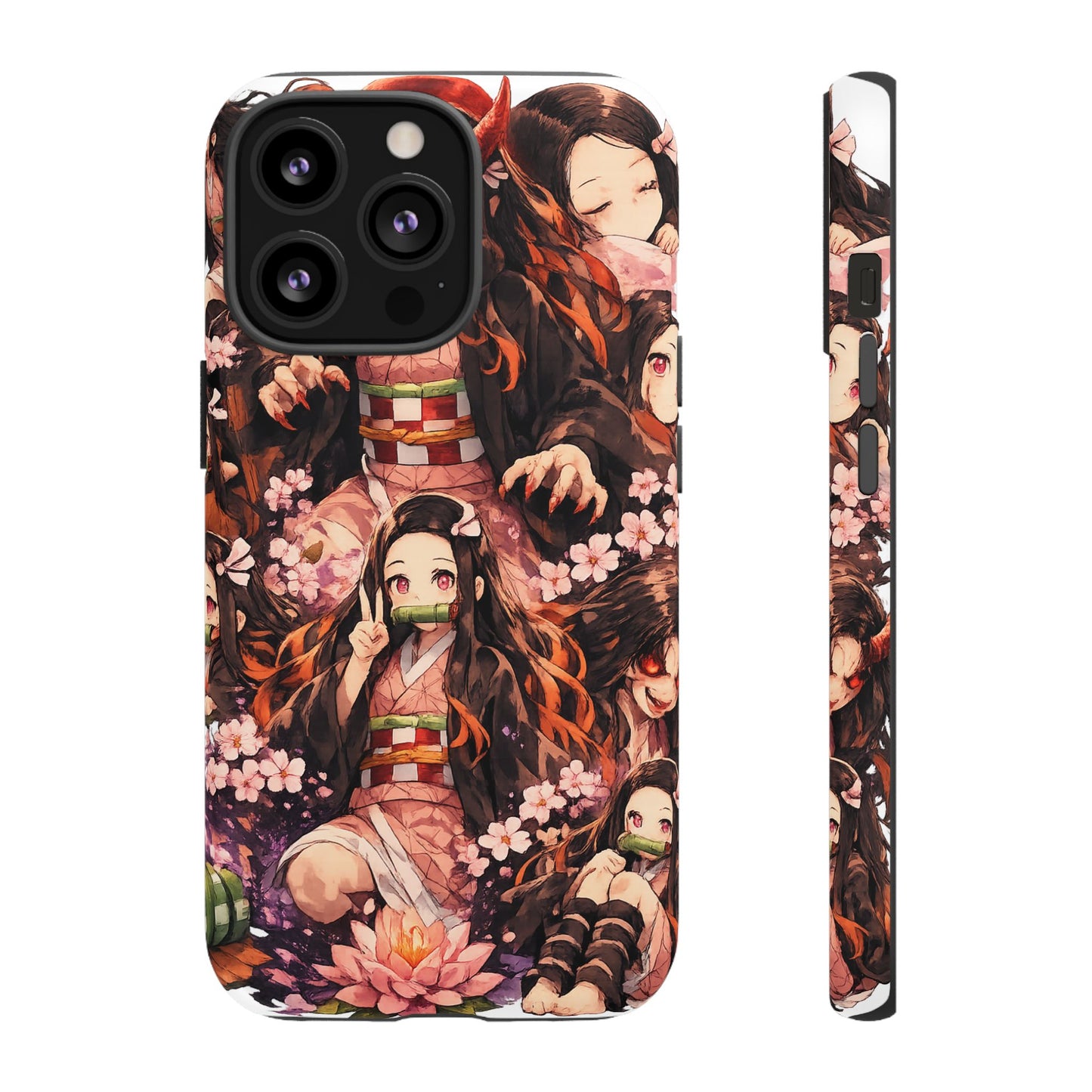 Anime Phone Case — Floral Nezuko Pattern Tough Case
