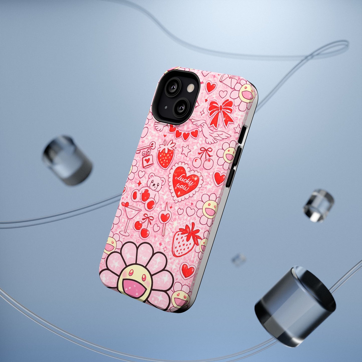 Cute Pink Kawaii Floral Phone Case — Impact-Resistant