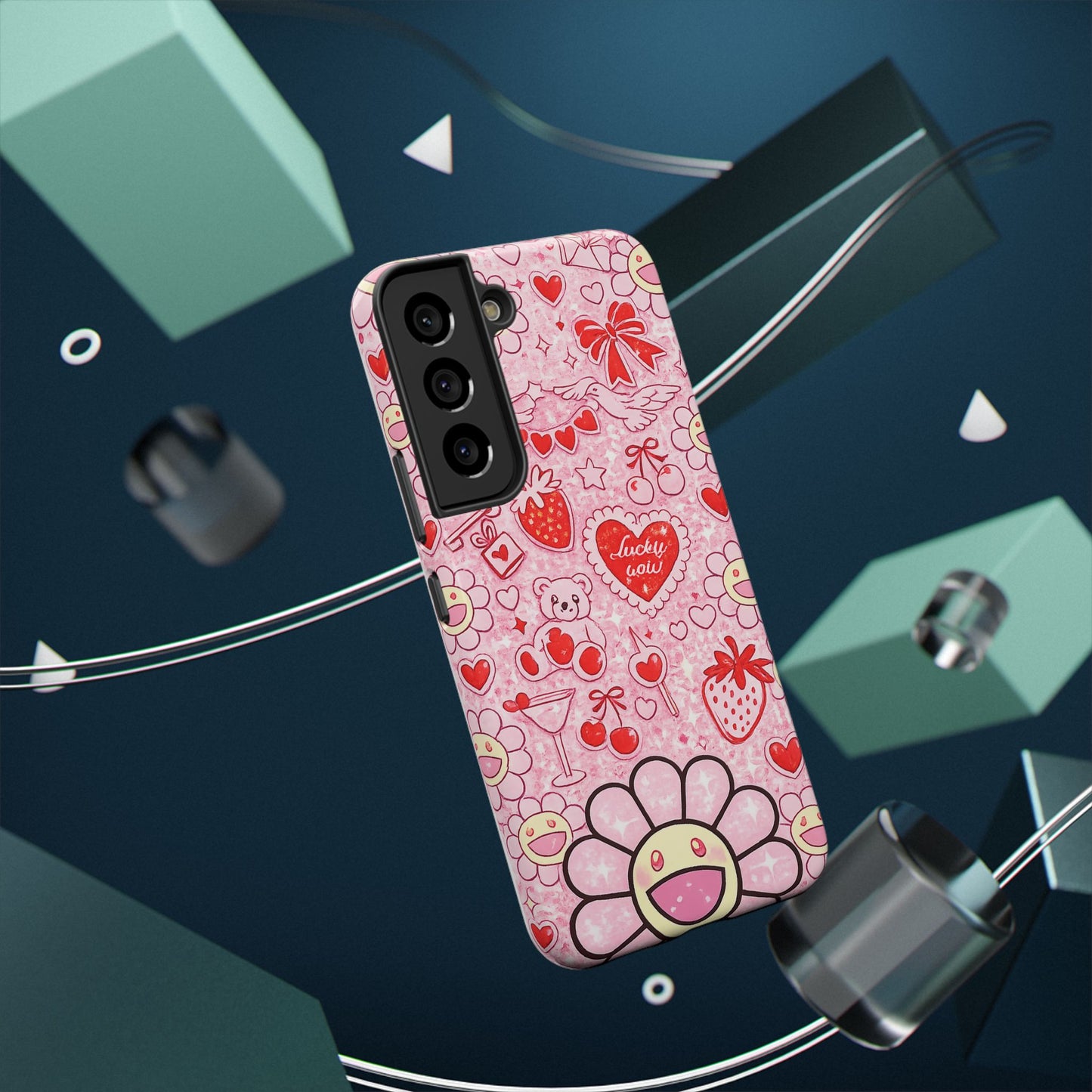Cute Pink Kawaii Floral Phone Case — Impact-Resistant