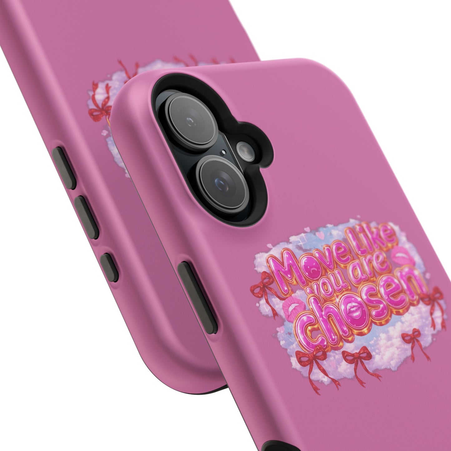 Impact-Resistant Phone Case — “Move Like You Are Chosen” Pink Floral Design