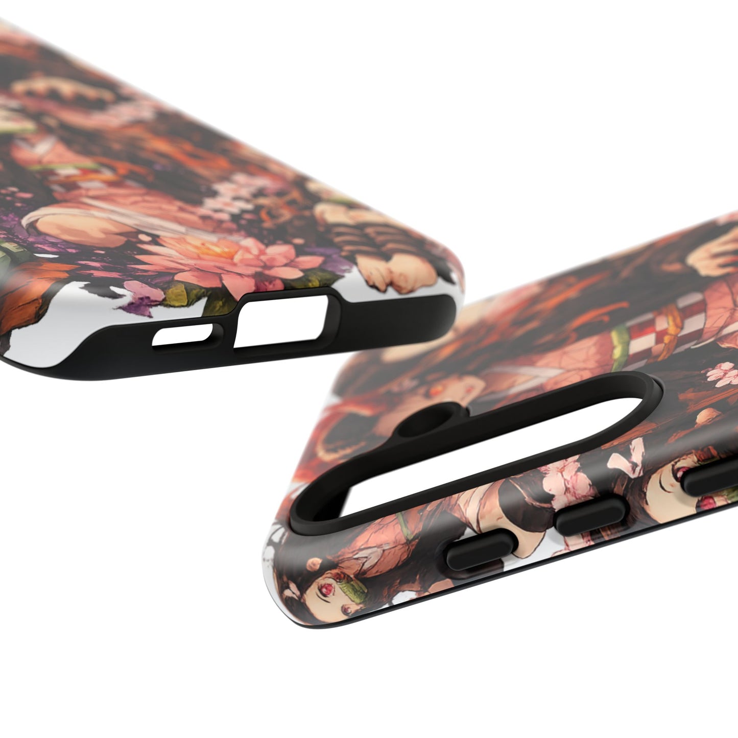Anime Phone Case — Floral Nezuko Pattern Tough Case