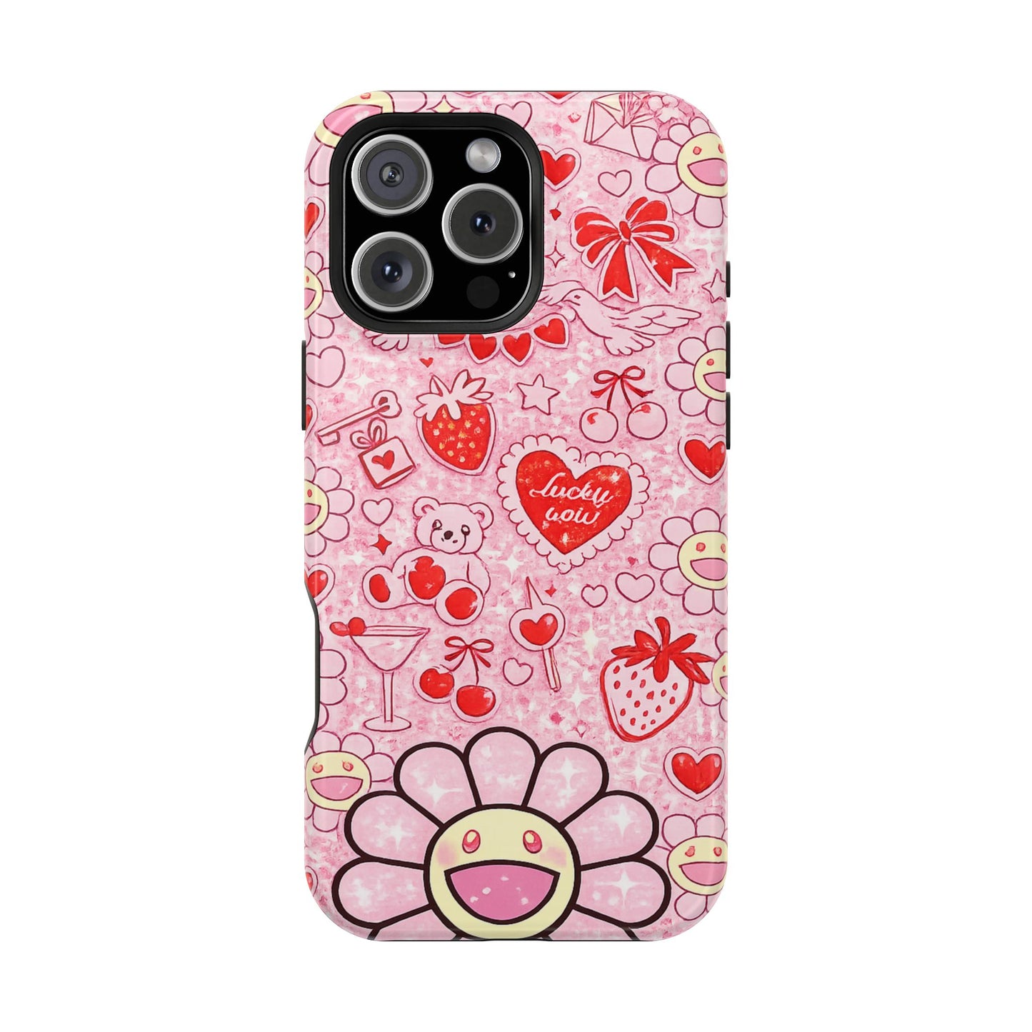 Cute Pink Kawaii Floral Phone Case — Impact-Resistant