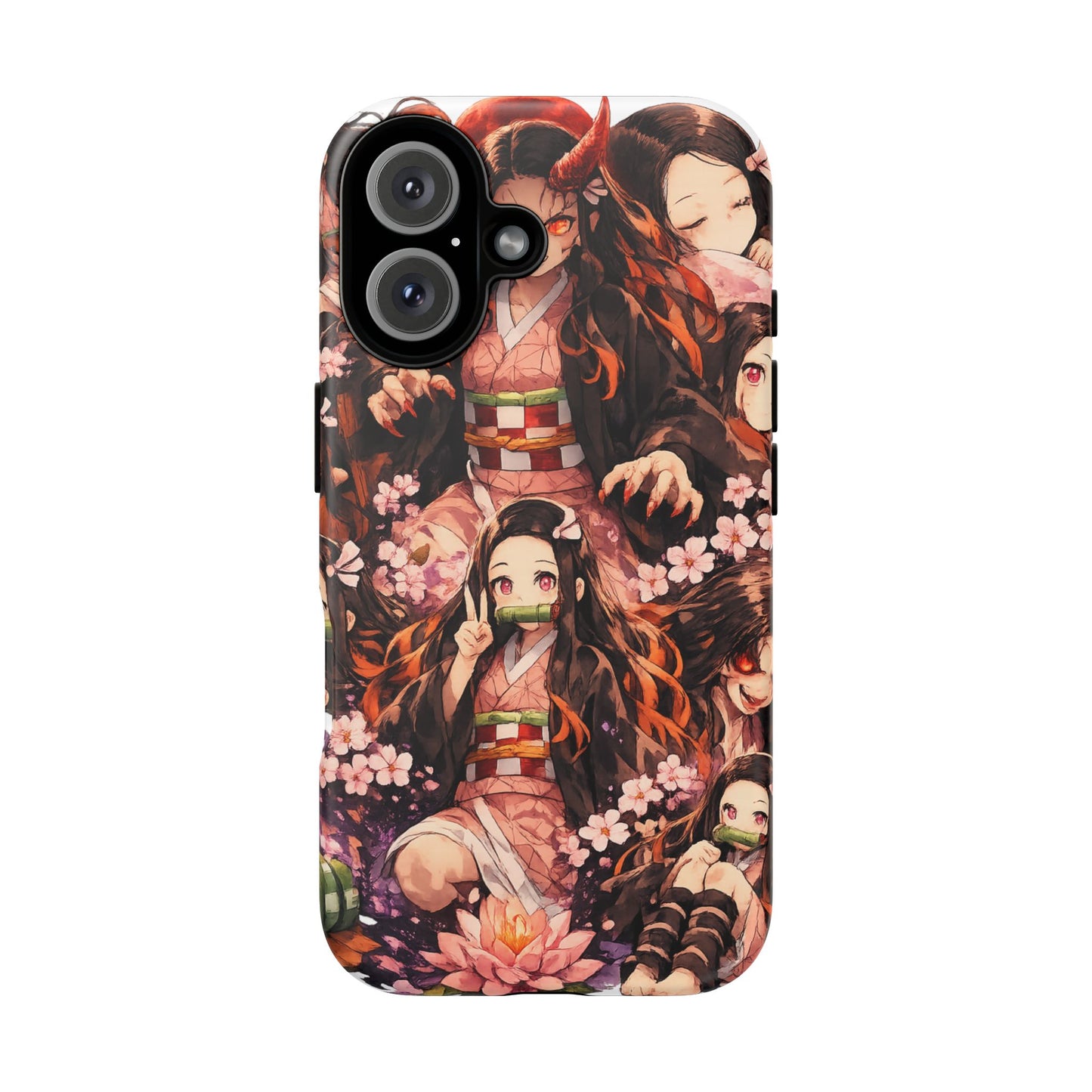 Anime Phone Case — Floral Nezuko Pattern Tough Case